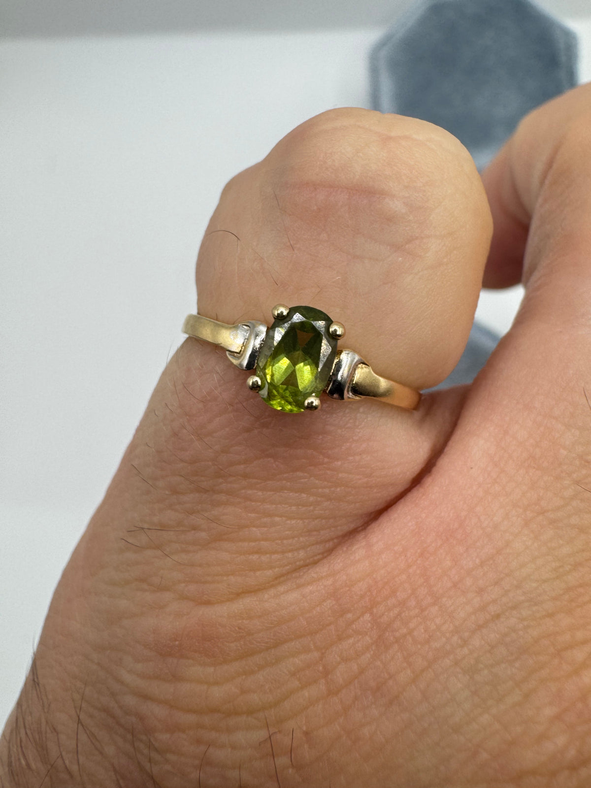 9ct two-tone gold peridot ring