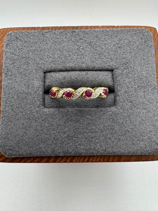 9ct gold ruby and diamond ring