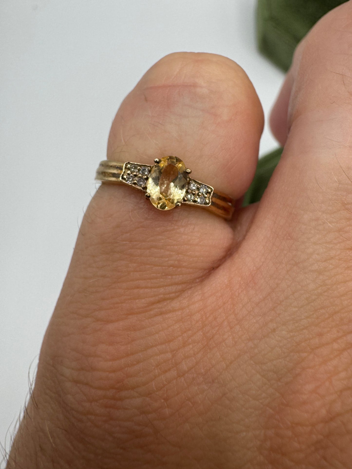 9ct gold imperial topaz and diamond ring