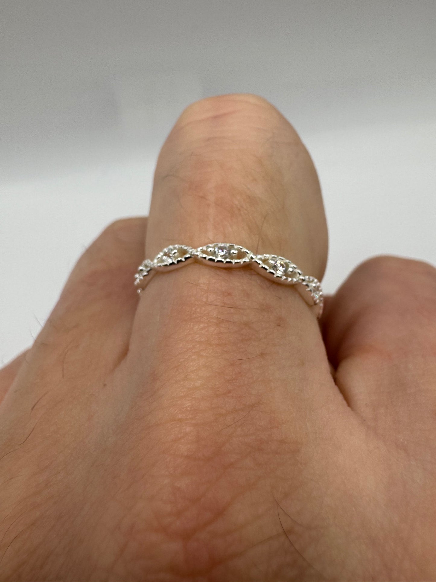 Silver cz 3/4 eternity ring