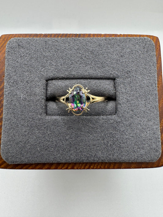 9ct gold mystic topaz ring