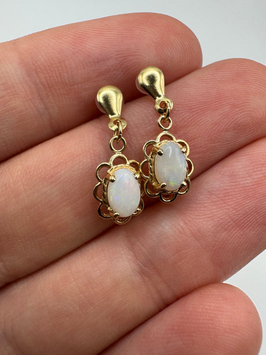 9ct gold opal earrings