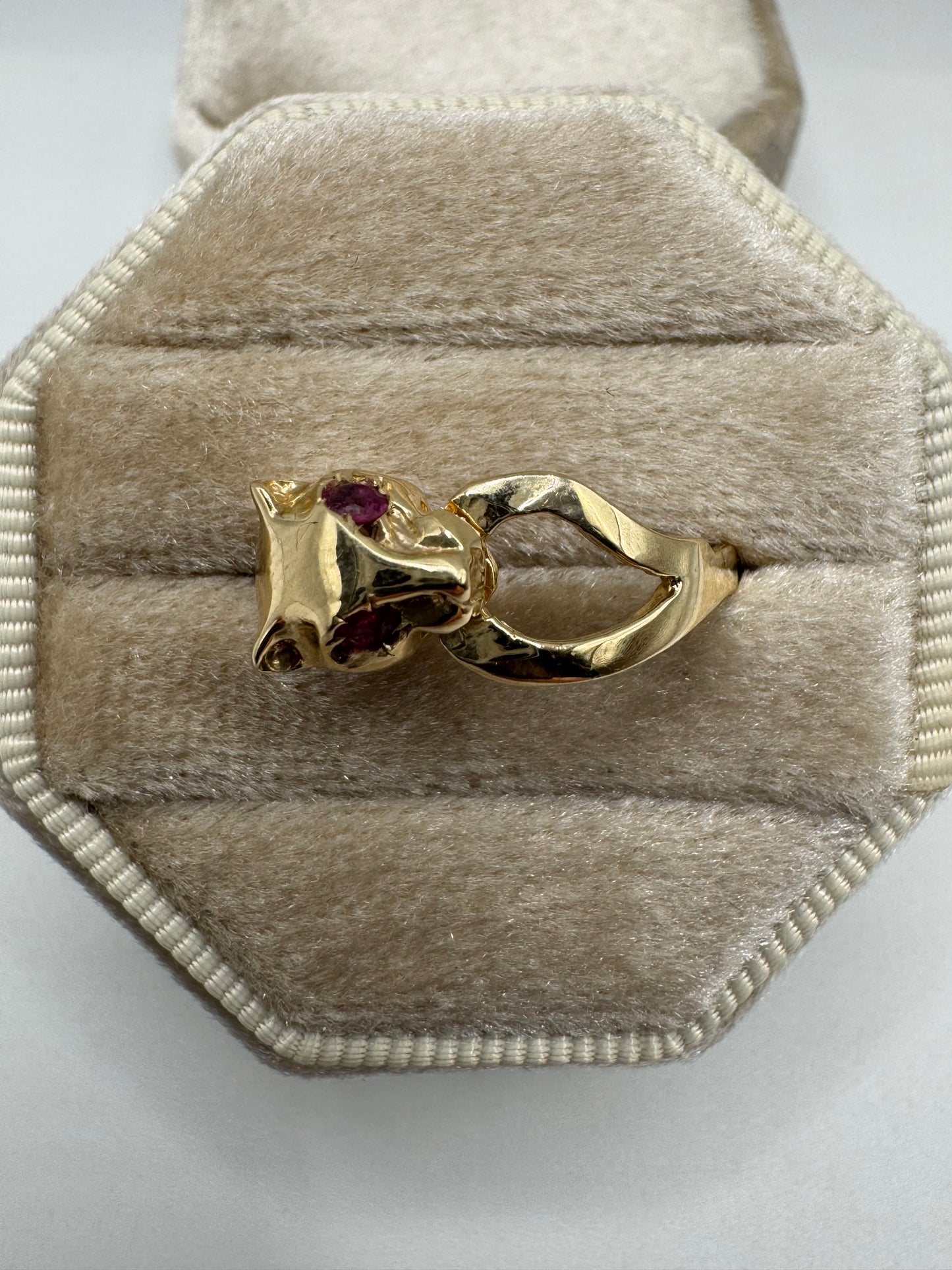 9ct gold ruby panther ring