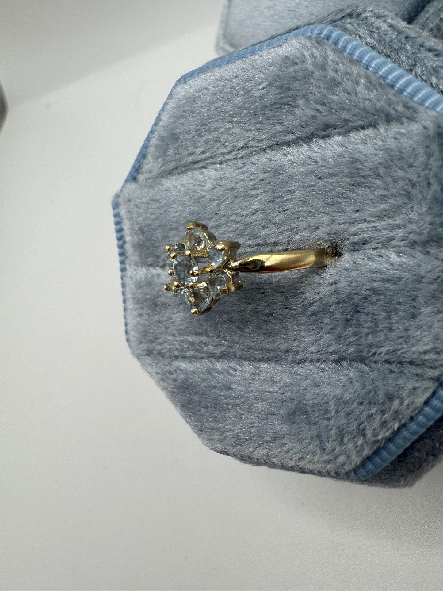 9ct gold blue topaz cluster ring