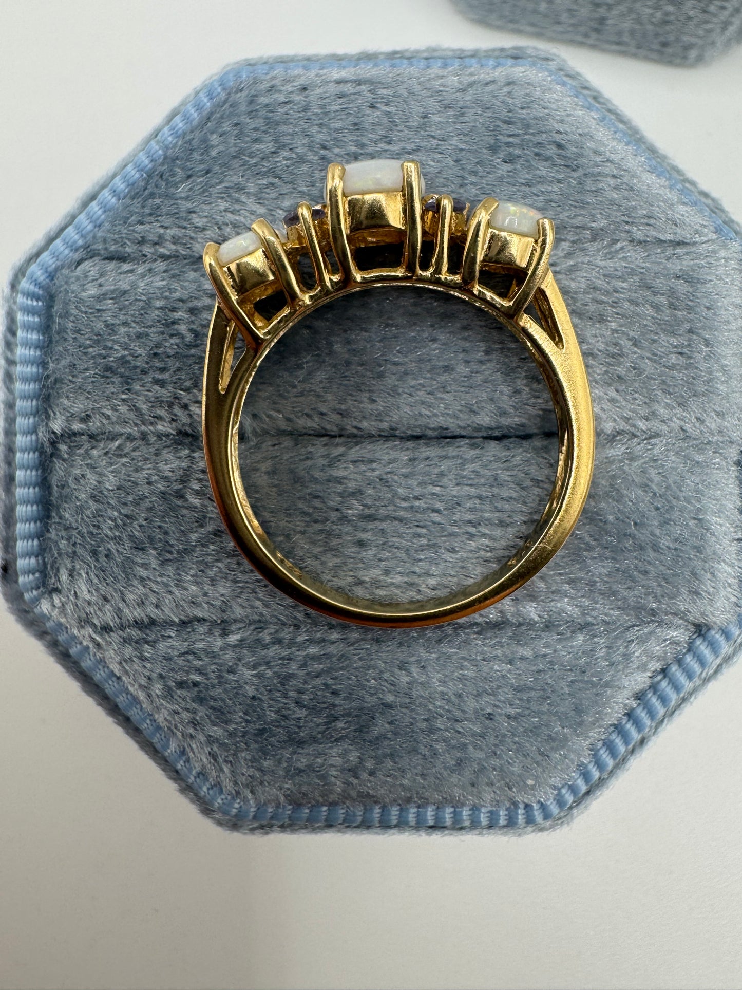 9ct gold opal and tanzanite ring