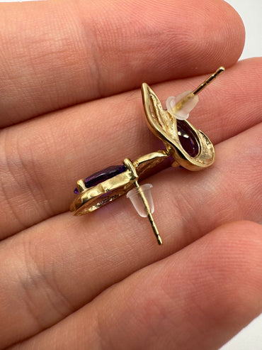 9ct gold amethyst earrings