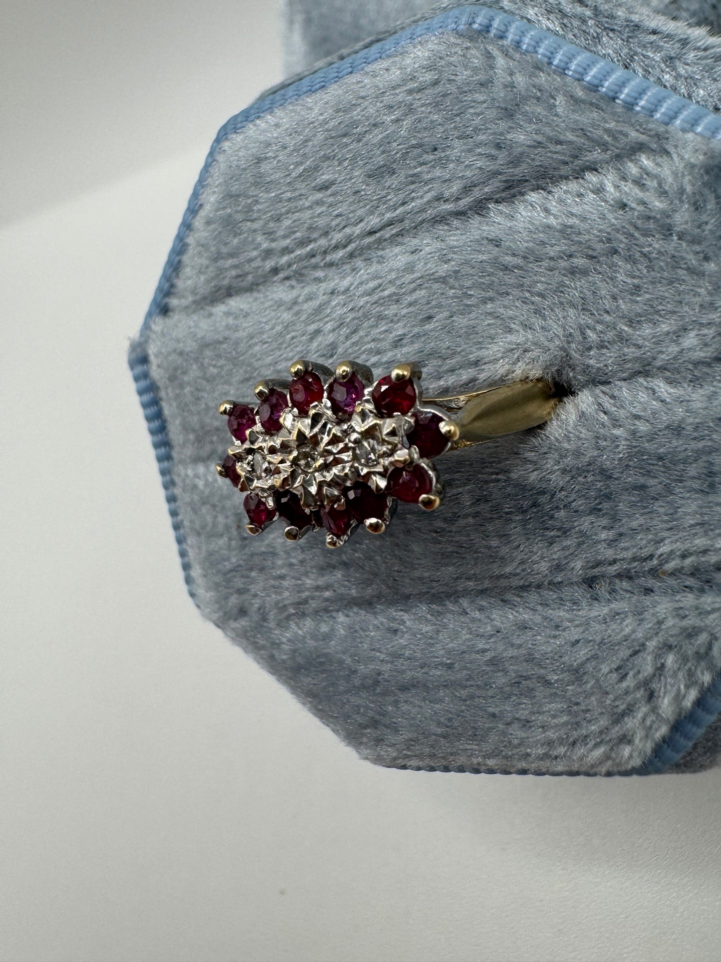 9ct gold ruby and diamond ring