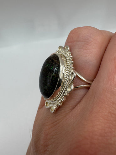 Silver gemstone ring