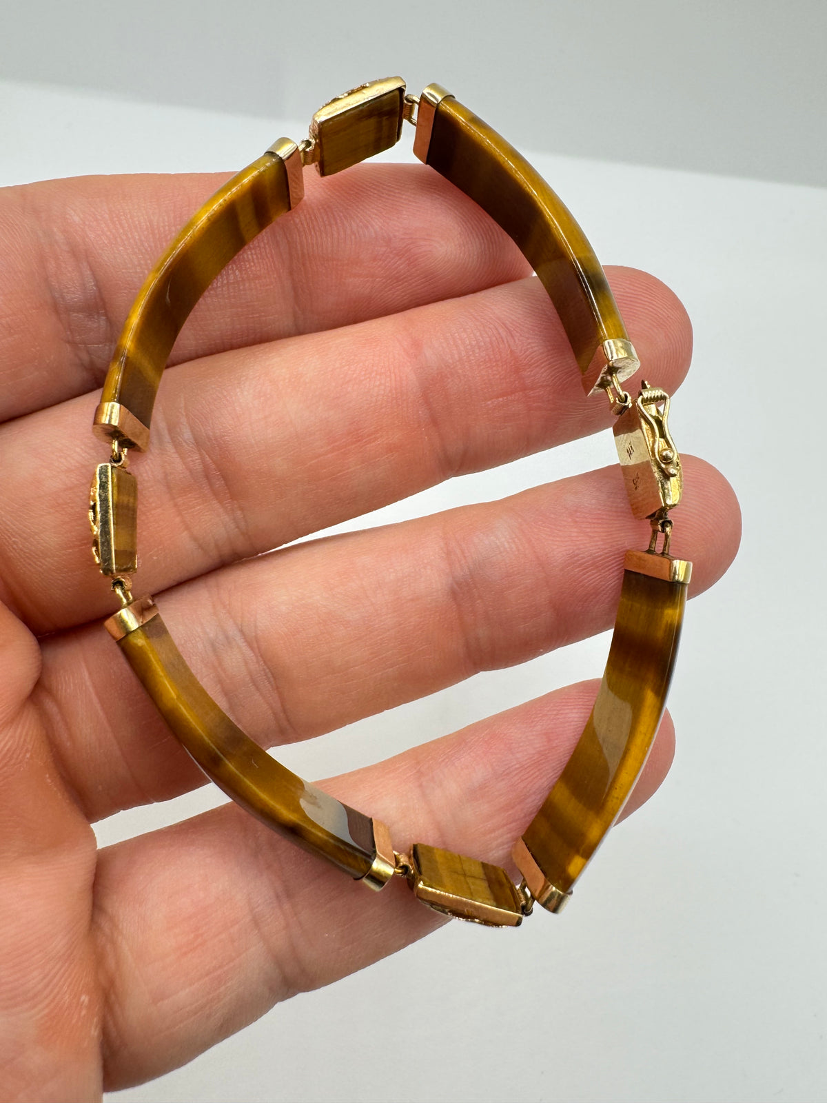14ct gold tigers eye bracelet