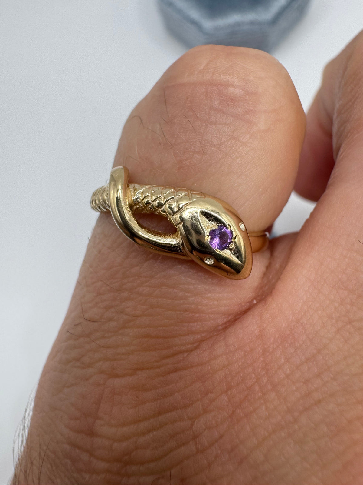 9ct gold amethyst snake ring