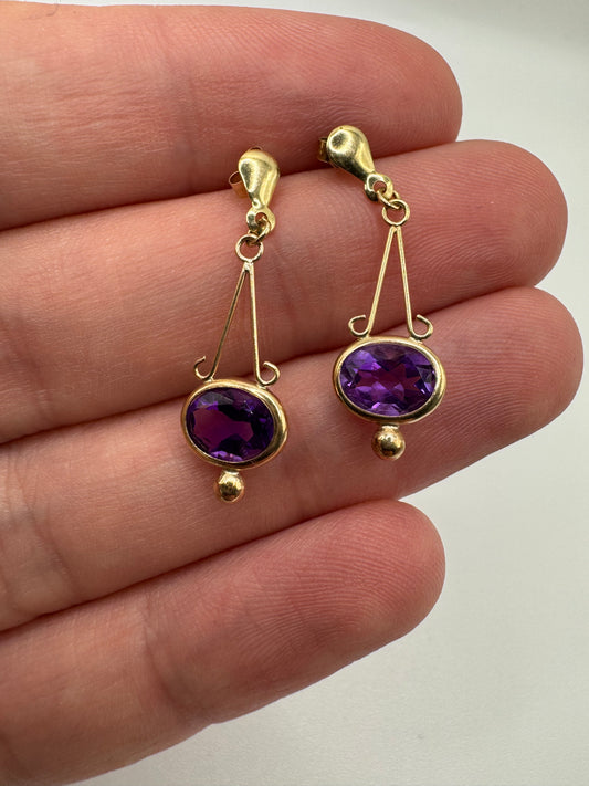 9ct gold amethyst earrings