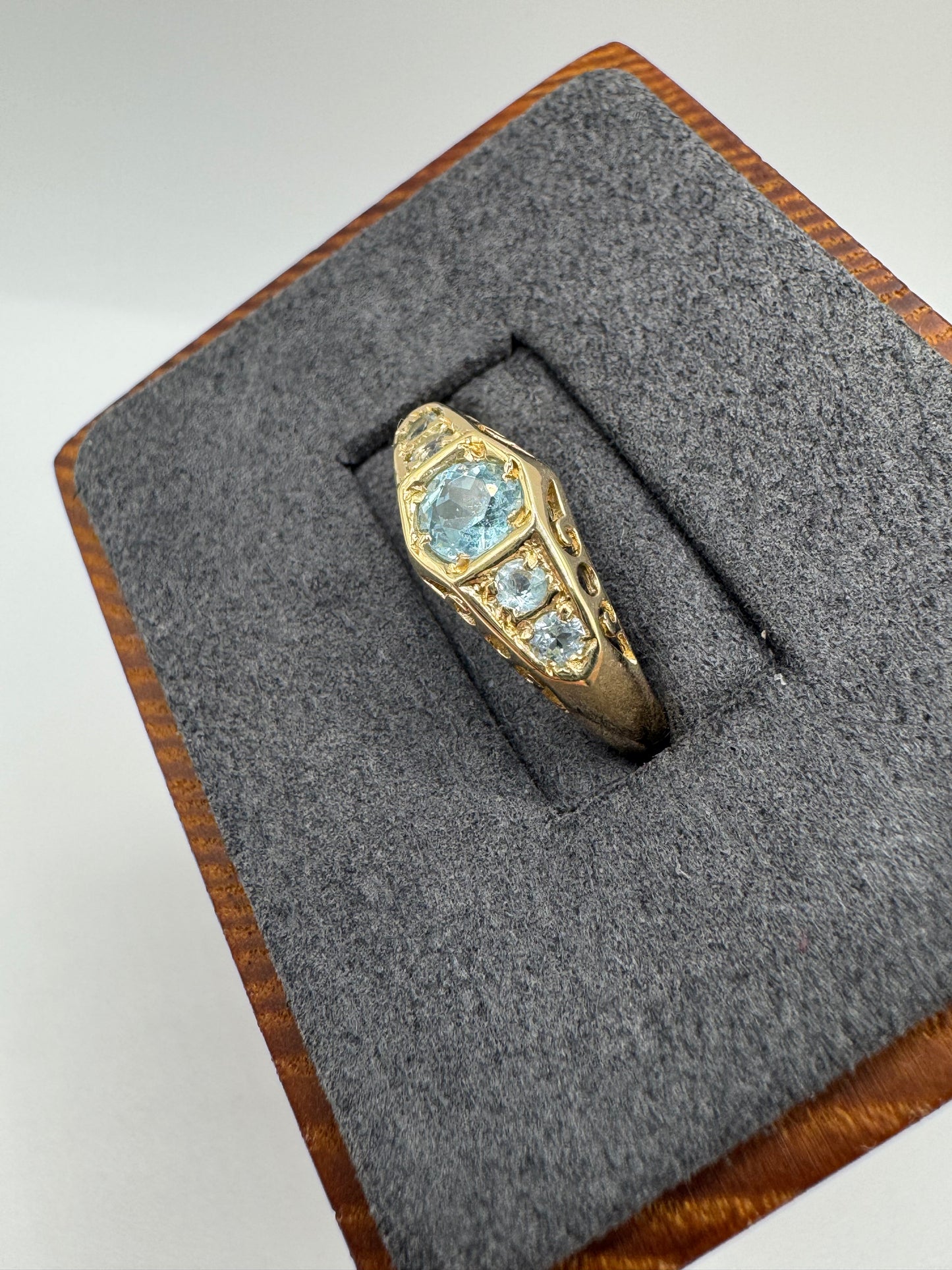 9ct gold blue topaz gypsy ring