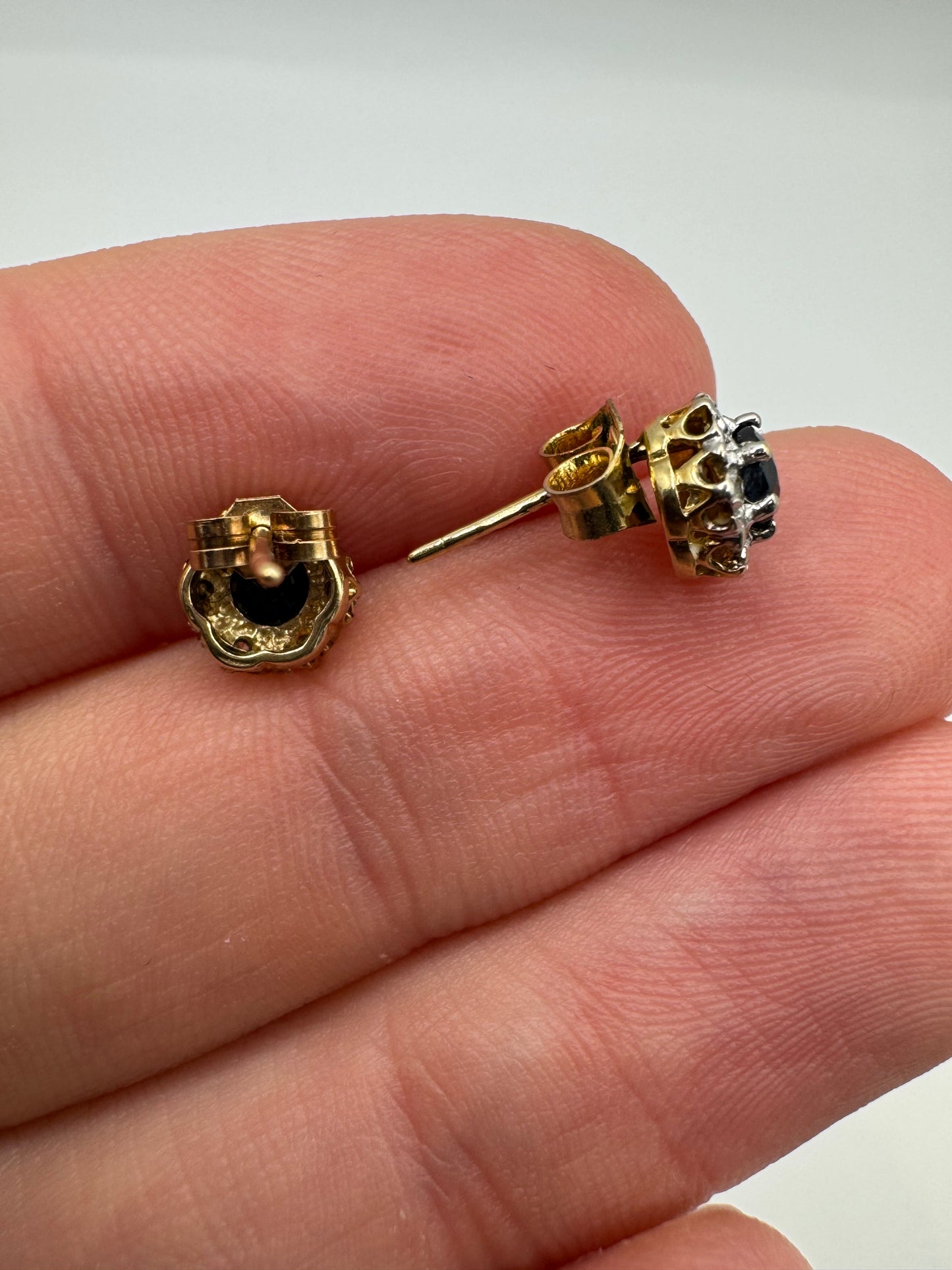 9ct gold sapphire and diamond earrings