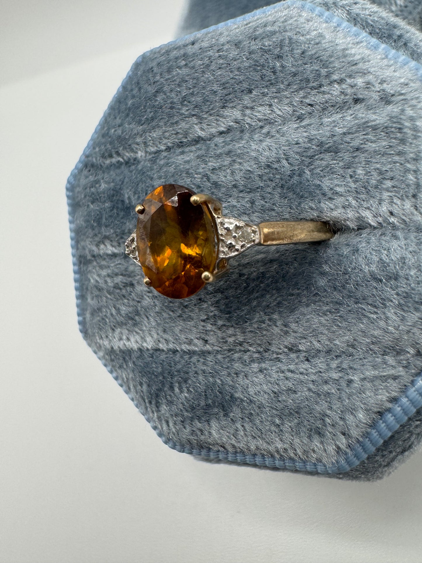 9ct gold citrine and diamond ring