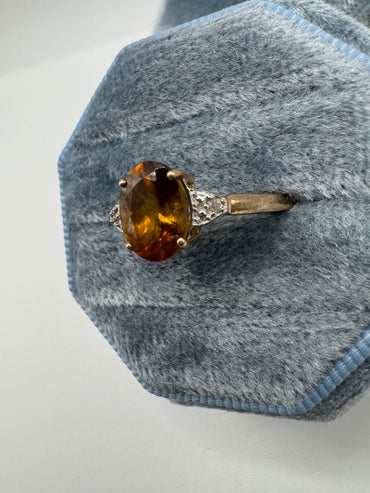 9ct gold citrine and diamond ring