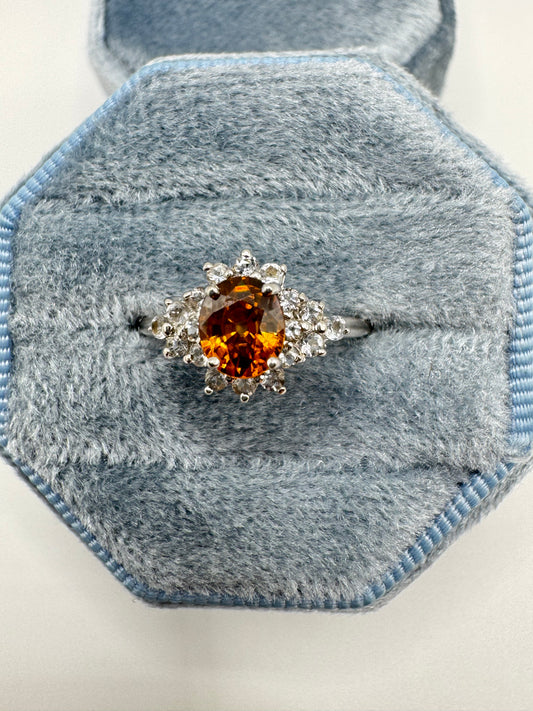 9ct white gold imperial topaz and spinel ring