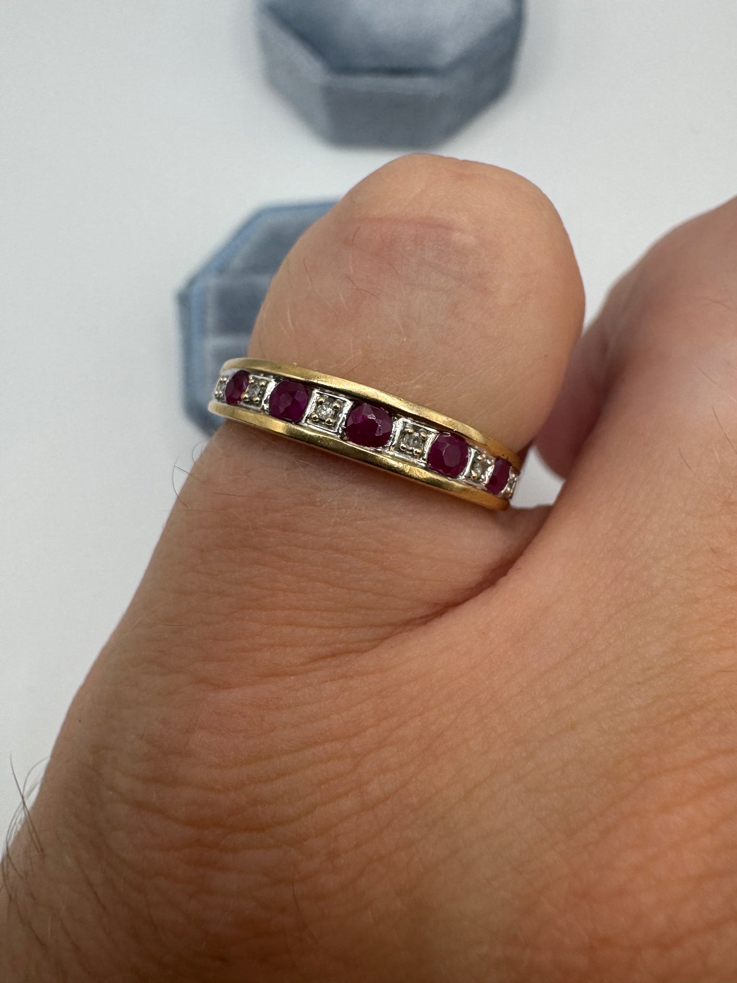 9ct gold ruby and diamond ring