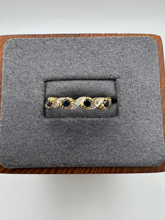 9ct gold sapphire and diamond ring