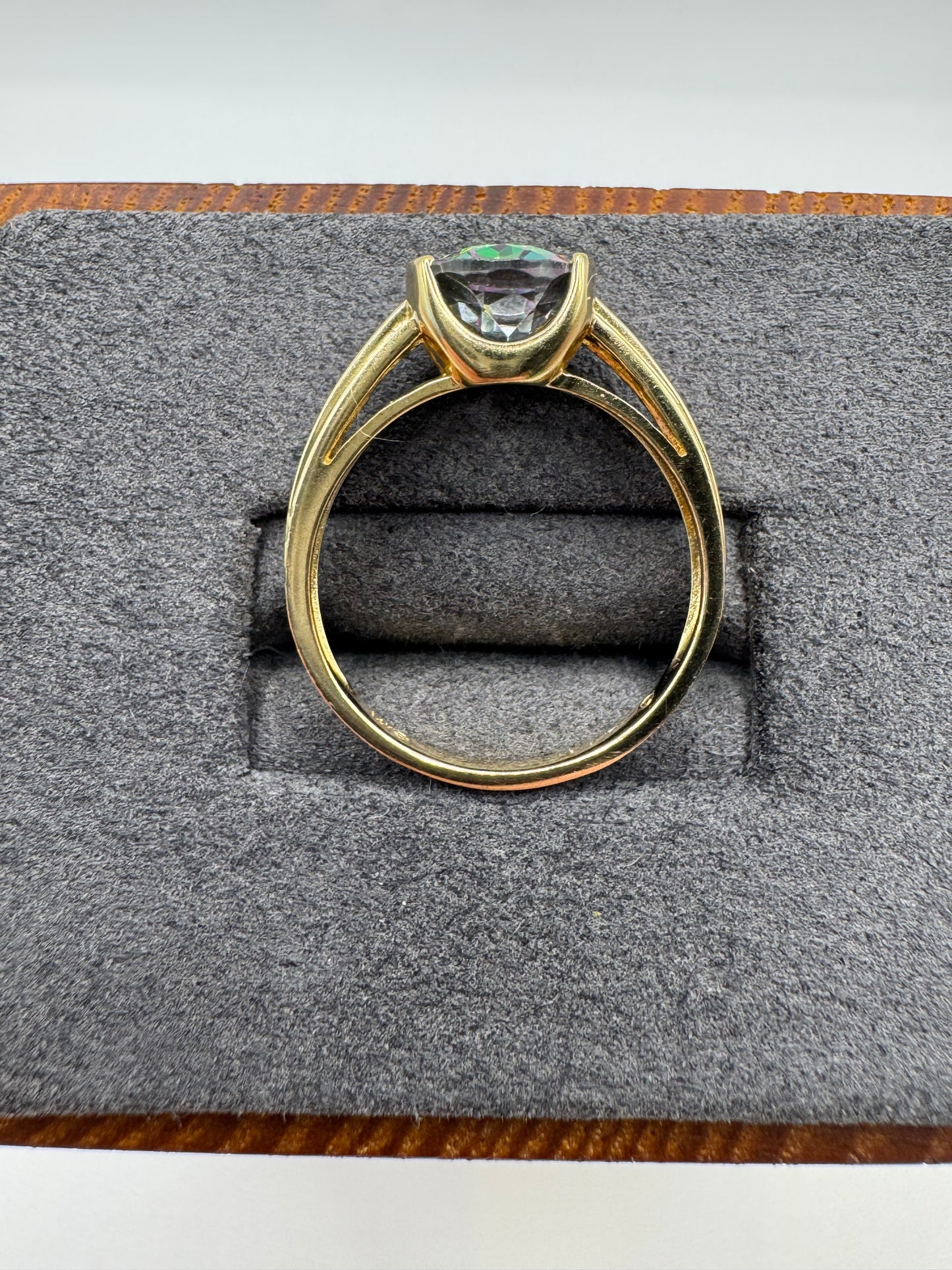 9ct gold mystic topaz and diamond ring