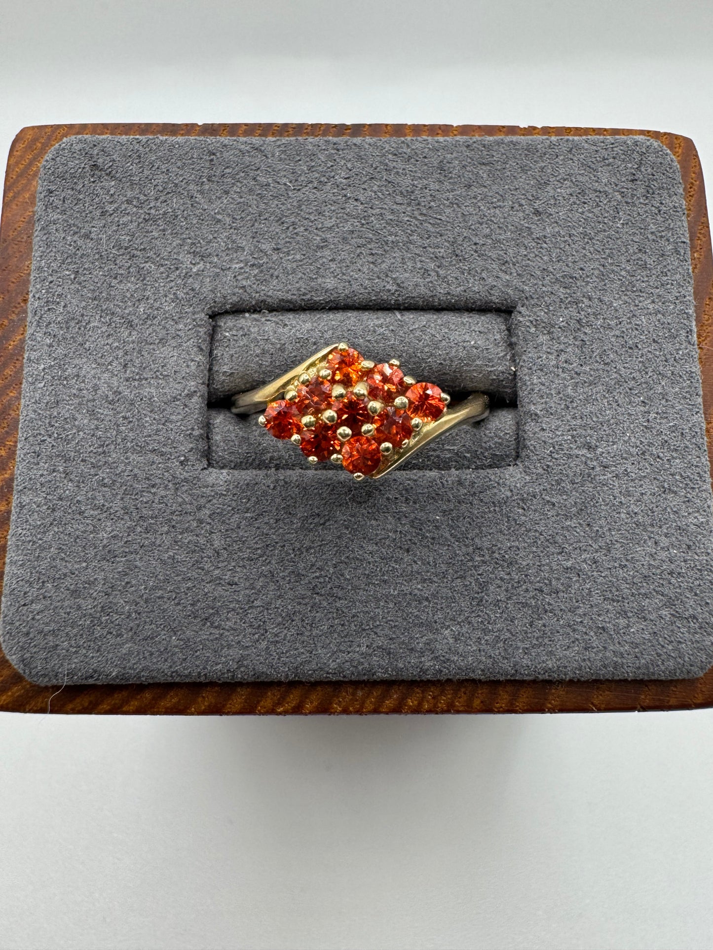 9ct gold fire opal cluster ring