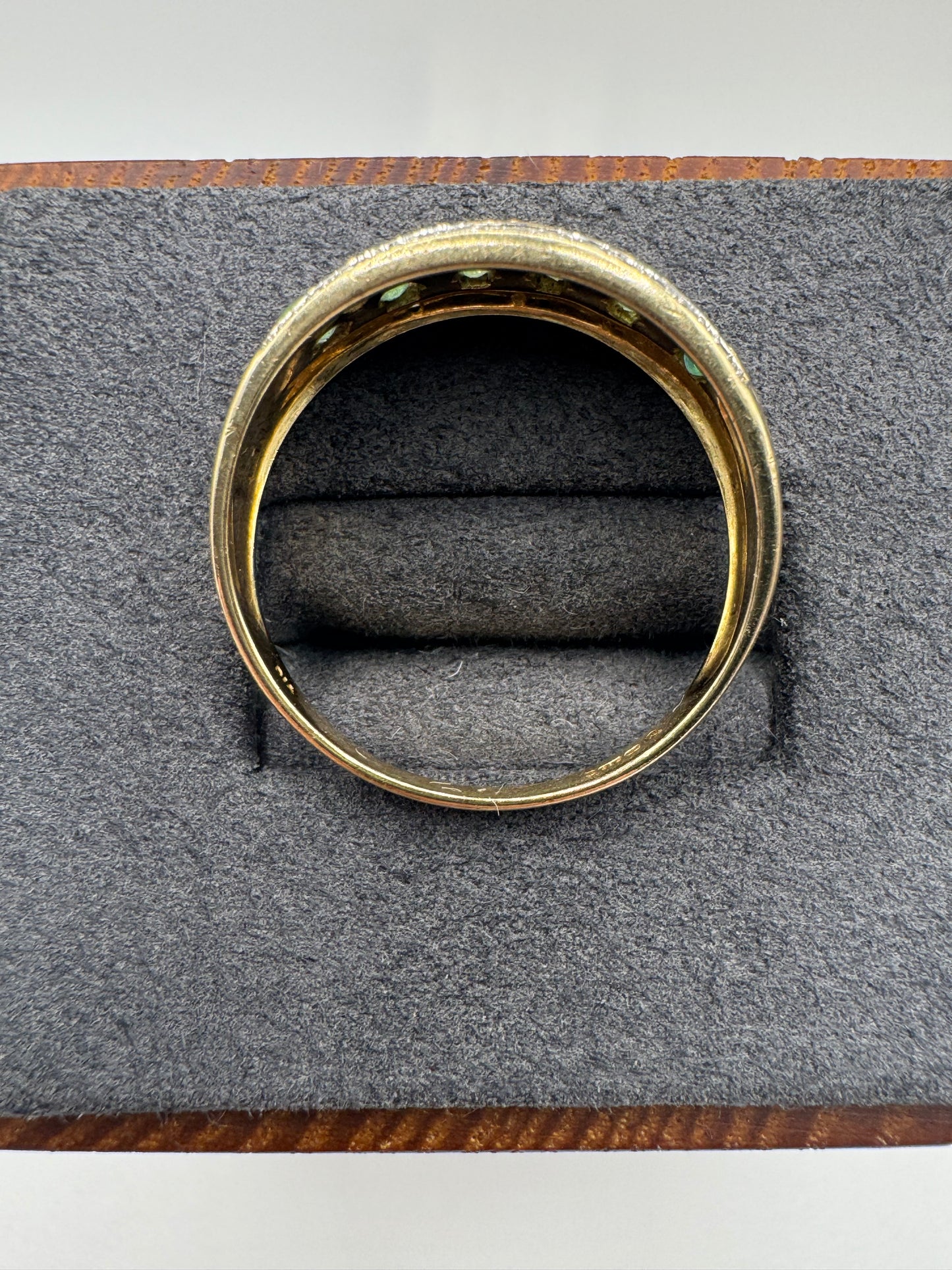 14ct gold emerald and diamond cluster ring