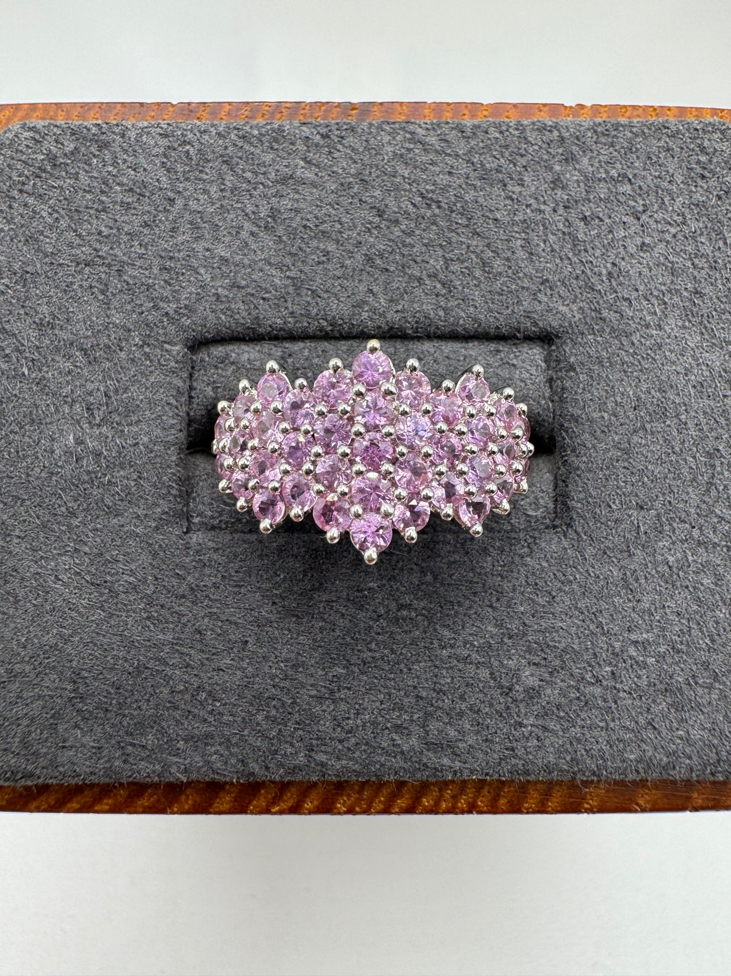 9ct gold pink sapphire cluster ring