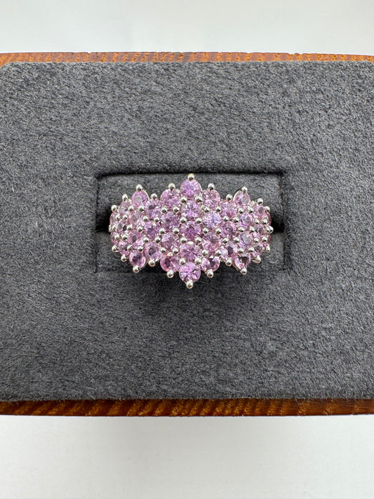9ct gold pink sapphire cluster ring