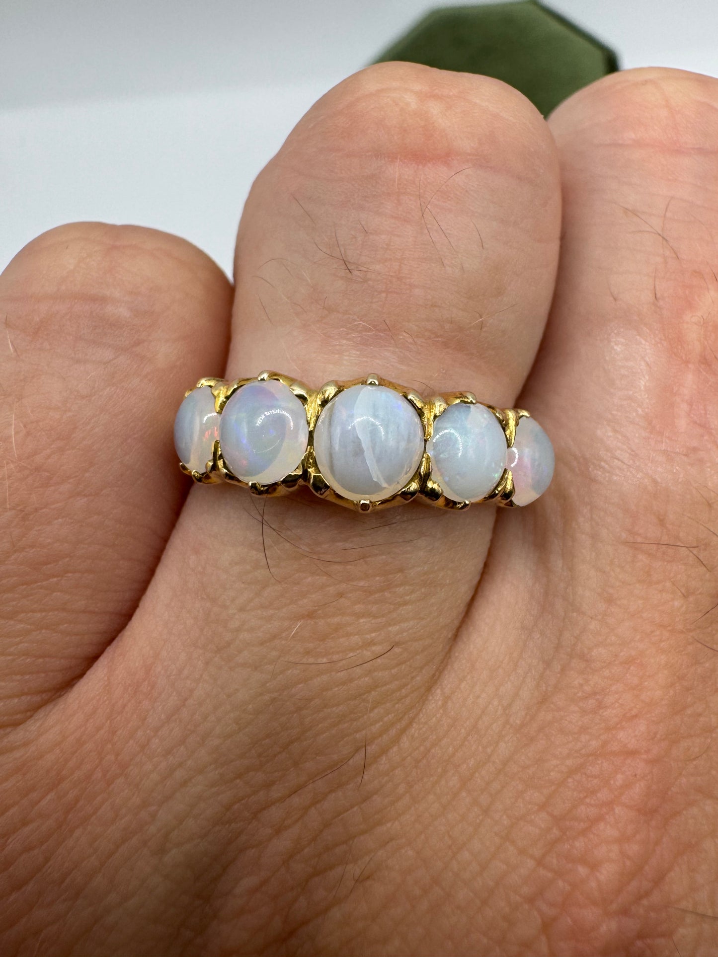 9ct gold opal half eternity ring