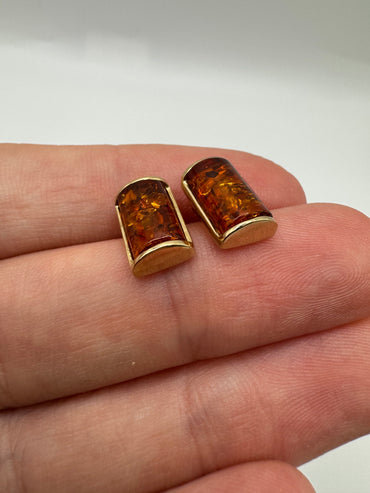 9ct gold amber earrings