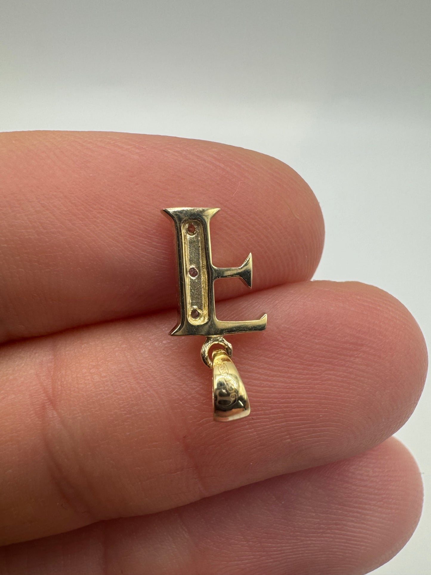 9ct gold diamond initial F charm