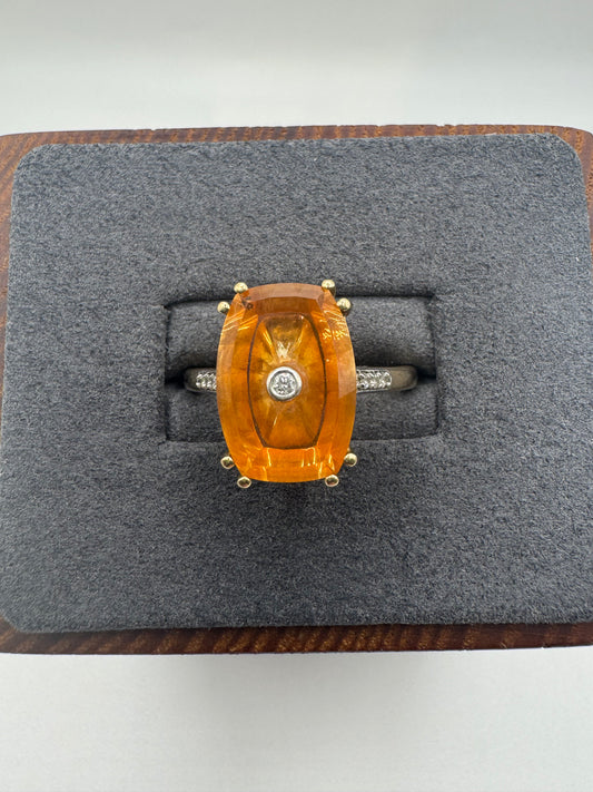 9ct gold Glen Lehrer topaz and diamond ring