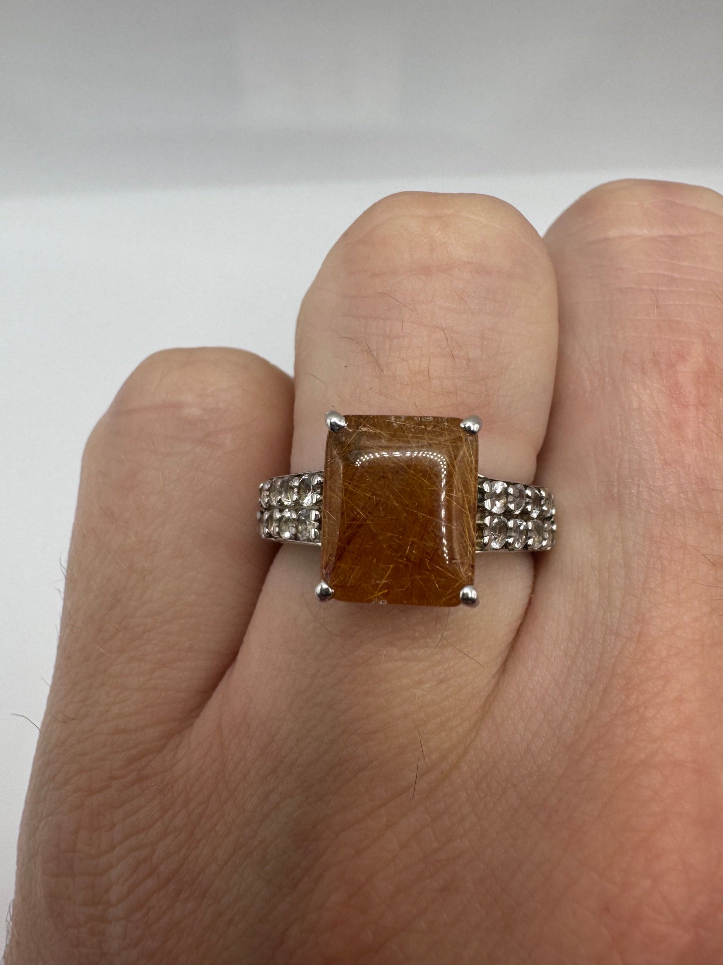 Silver gemstone ring