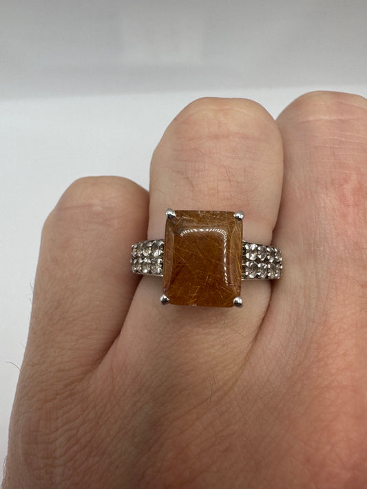 Silver gemstone ring