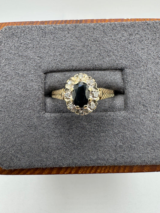 9ct gold sapphire and diamond ring