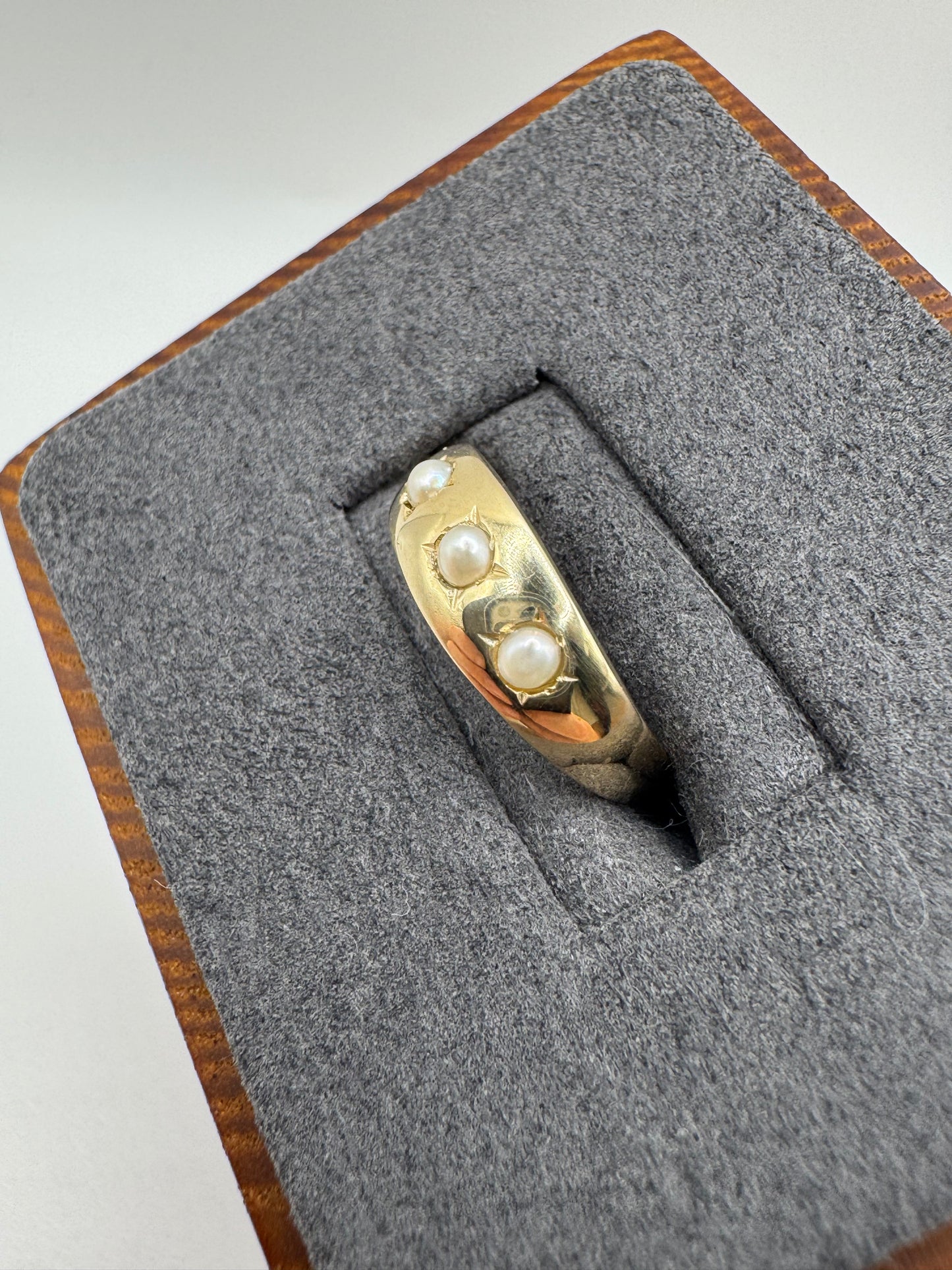 RESERVED 9ct gold pearl gypsy ring