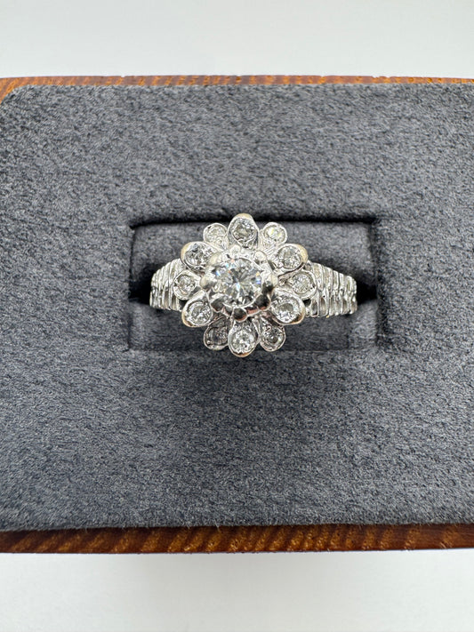 18ct white gold 0.4ct diamond cluster ring