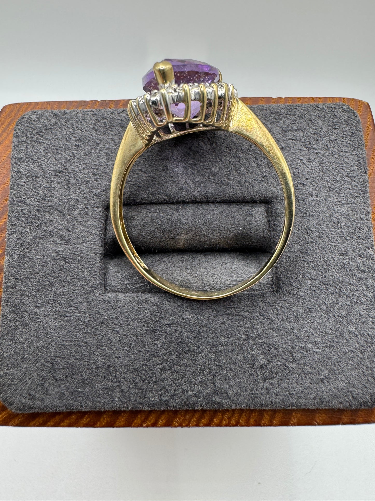 9ct gold amethyst and diamond cocktail ring