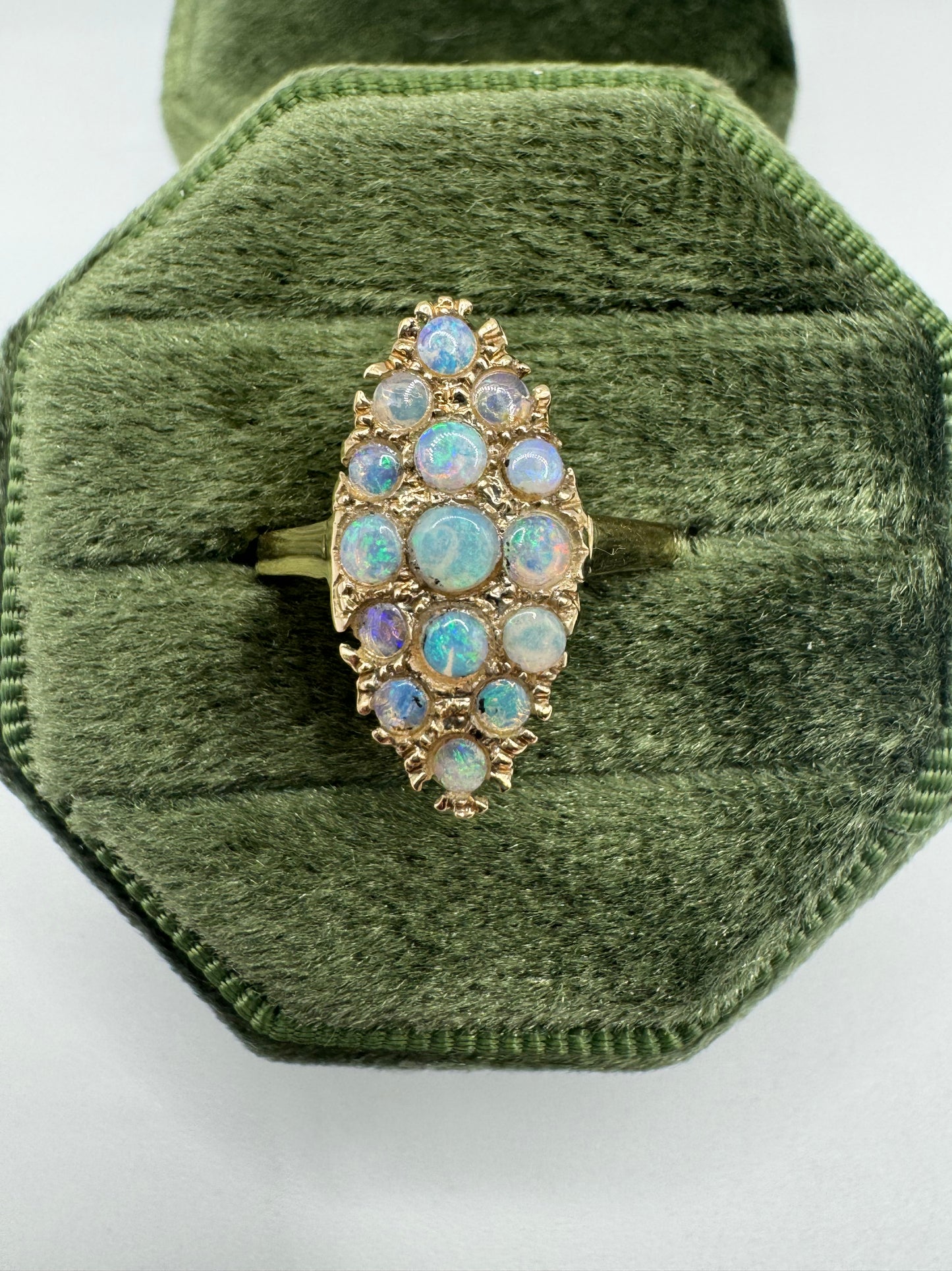9ct gold opal navette ring