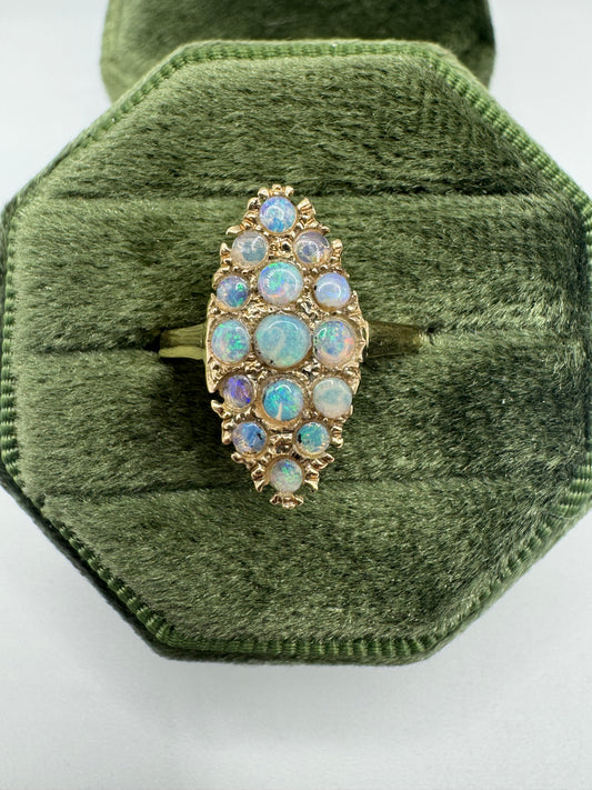 9ct gold opal navette ring