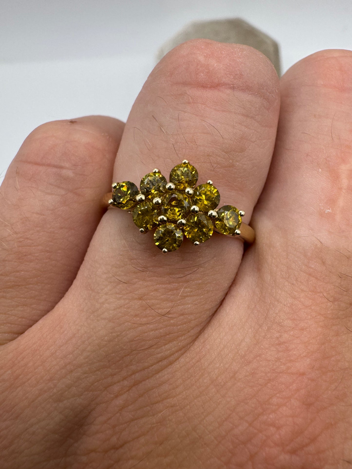 9ct gold sphene cluster ring
