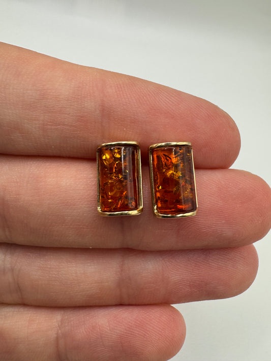 9ct gold amber earrings
