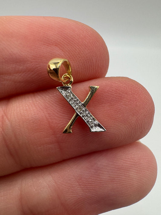 9ct gold diamond initial X pendant