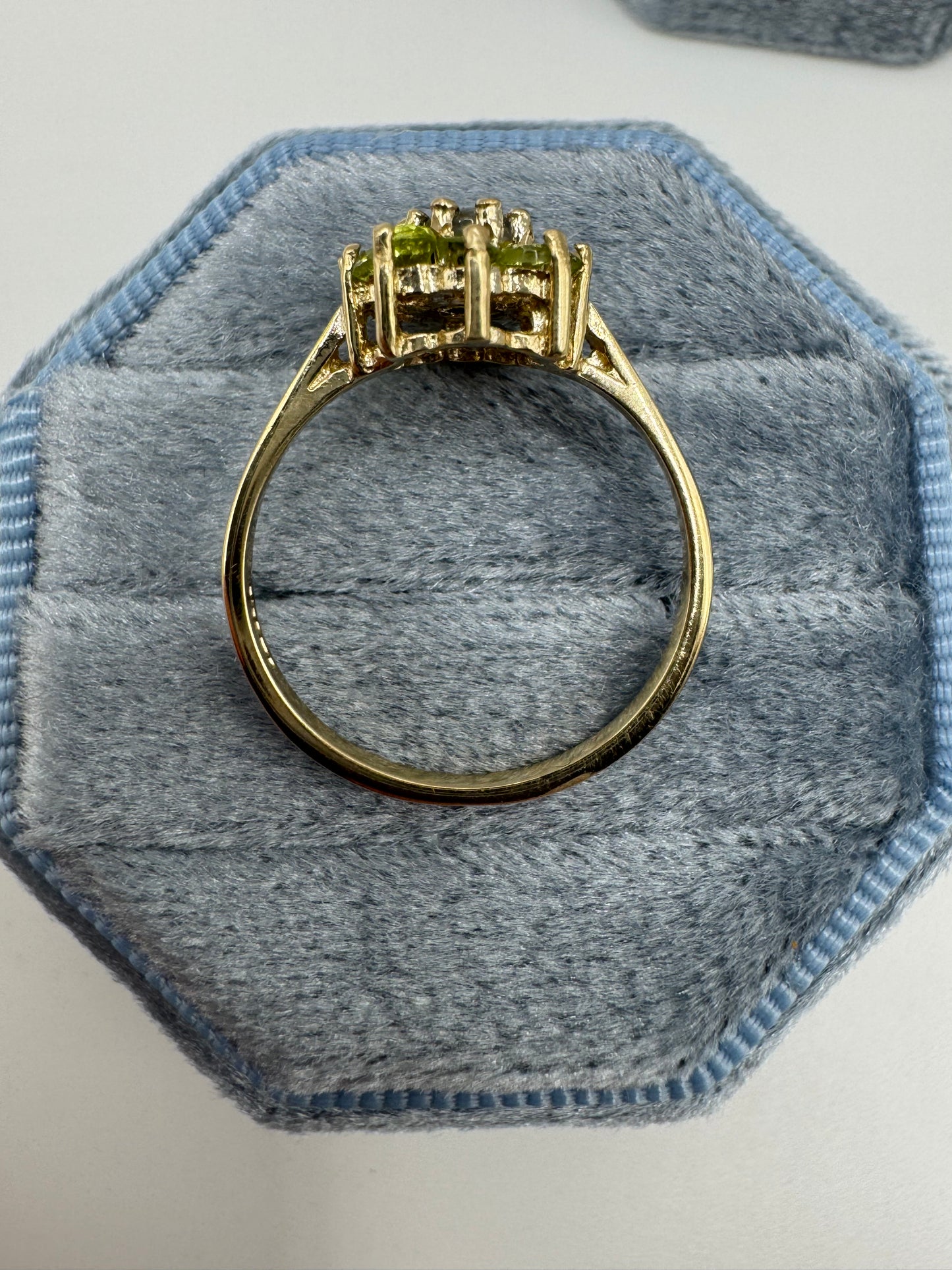 9ct gold black opal triplet and peridot ring