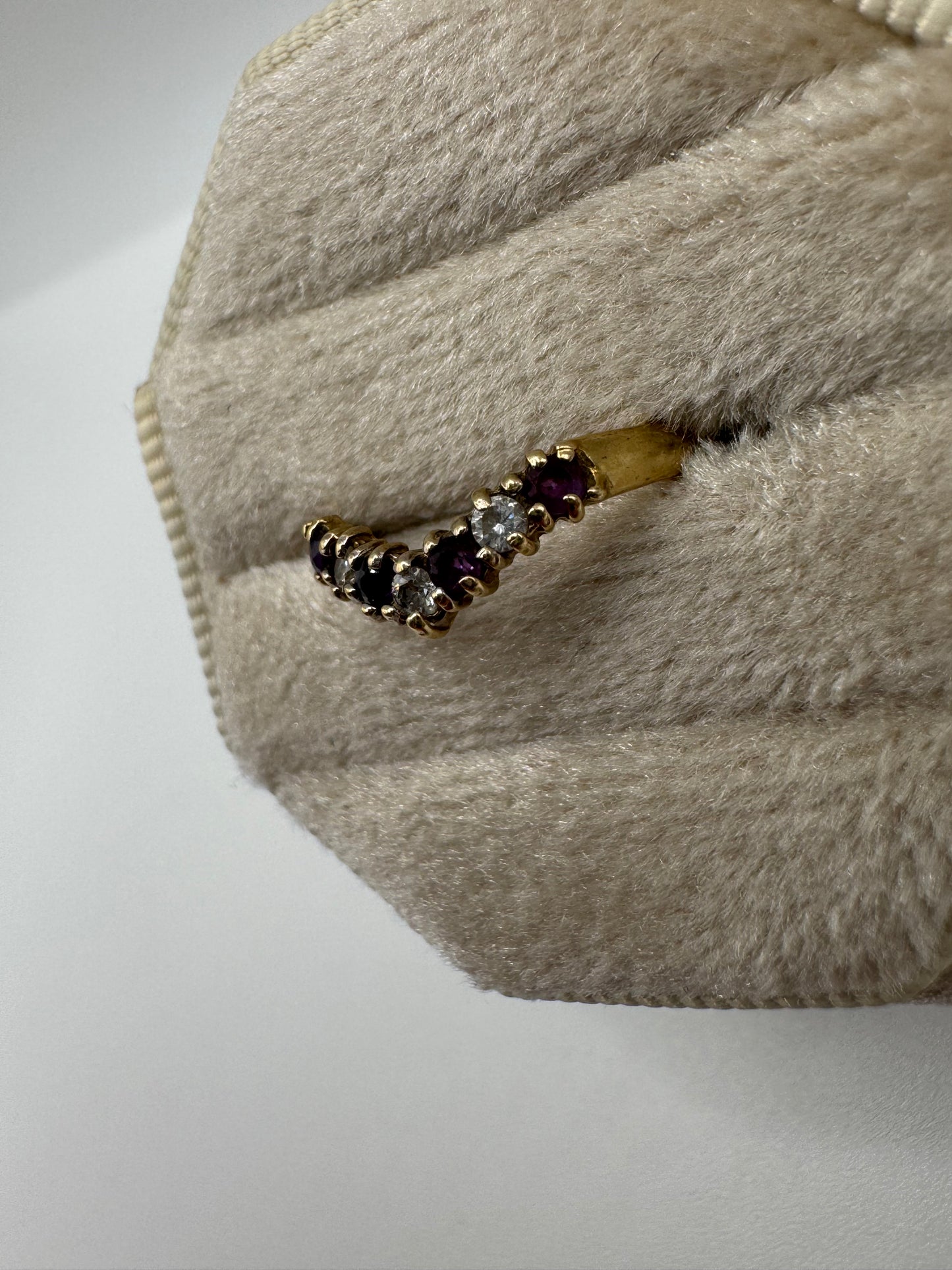 9ct gold amethyst and cz wishbone ring