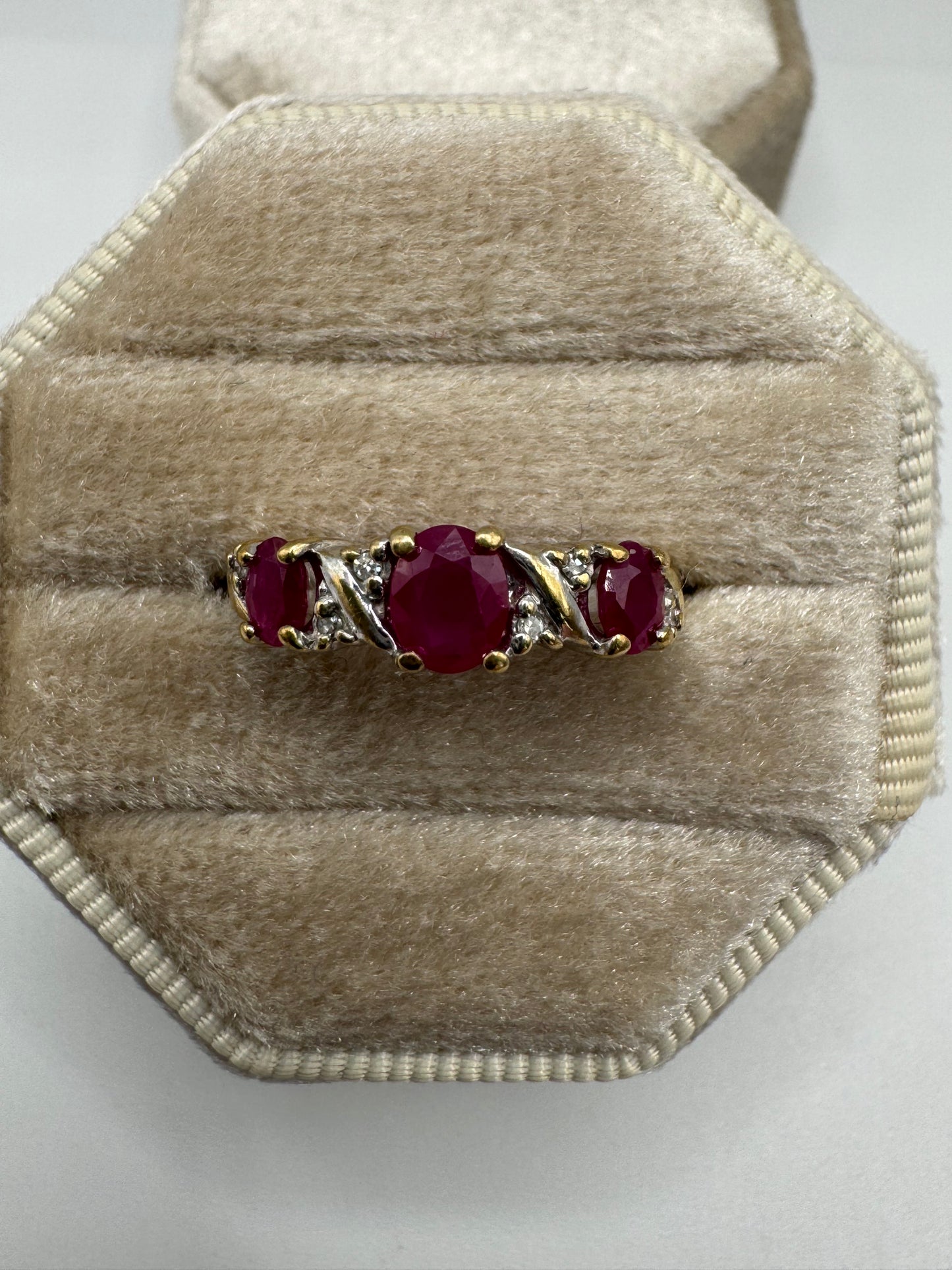 9ct gold ruby and diamond ring