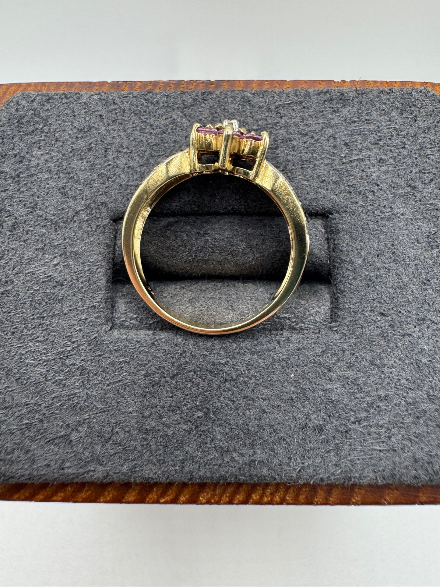 9ct gold pink topaz and diamond ring