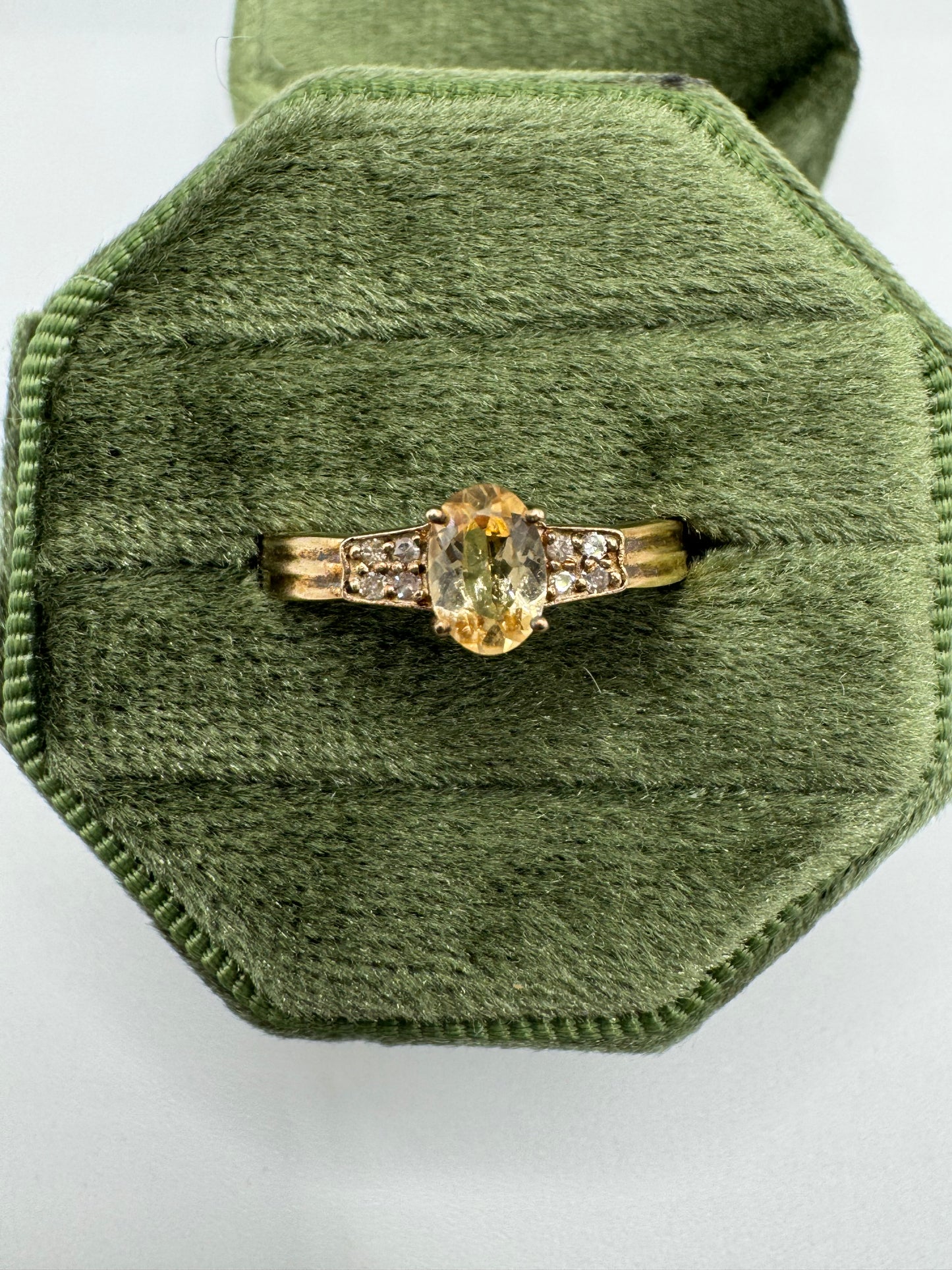 9ct gold imperial topaz and diamond ring