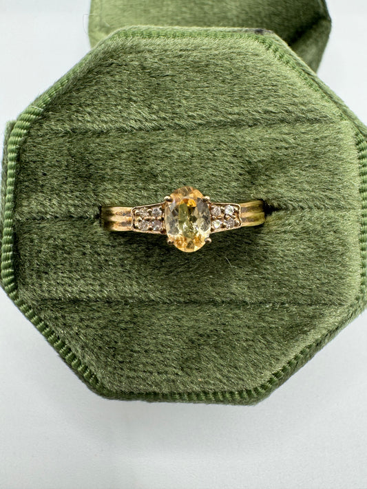 9ct gold imperial topaz and diamond ring