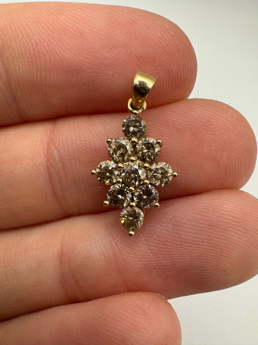 9ct gold 50 point cognac diamond pendant