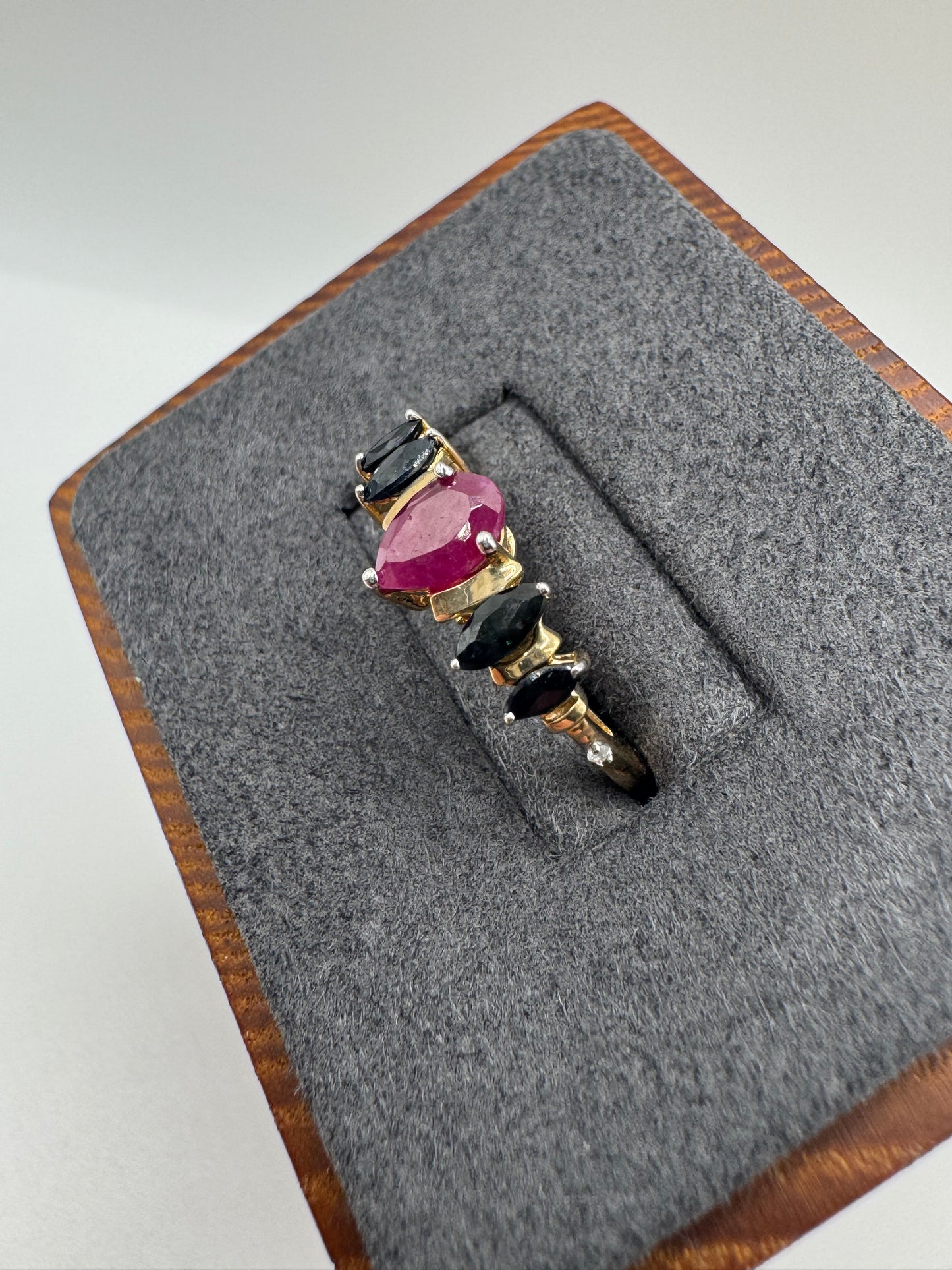 9ct gold ruby and sapphire ring